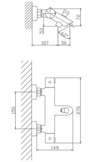 Смеситель для ванны Haiba HB60809 термостатический хром